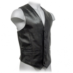 Classic Leather Vest With Front Buttons Classic Leather Vest With Front Buttons
