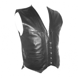 Black Leather Vest With Zip And Snap Front Black Leather Vest With Zip And Snap Front