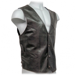 Distressed Leather Vest With Front Snaps Distressed Leather Vest With Front Snaps