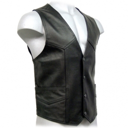 Black Leather Vest With Front Snaps Black Leather Vest With Front Snaps