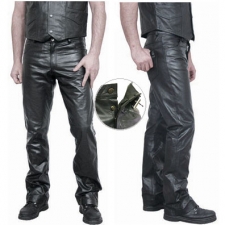 Black Leather Pant With Button Front Black Leather Pant With Button Front