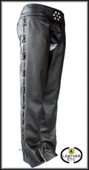 Side Lace Chaps In Black Leather Side Lace Chaps In Black Leather