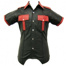 Highway Patrol Shirt In Black And Red Leather Highway Patrol Shirt In Black And Red Leather