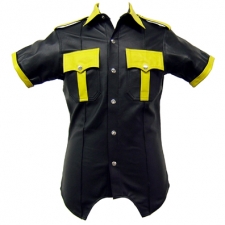 Highway Patrol Shirt In Black/Yellow Leather Highway Patrol Shirt In Black/Yellow Leather