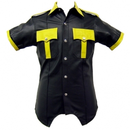 Highway Patrol Shirt In Black/Yellow Leather Highway Patrol Shirt In Black/Yellow Leather