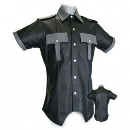 Black/Gray Leather Highway Patrol Shirt Black/Gray Leather Highway Patrol Shirt