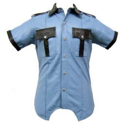 Highway Patrol Shirt In Light Sky Blue Leather Highway Patrol Shirt In Light Sky Blue Leather
