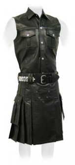 Black Leather Scottish Kilt Black Leather Scottish Kilt