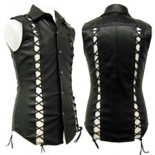 Sleeveless Leather Shirt With Laces Sleeveless Leather Shirt With Laces