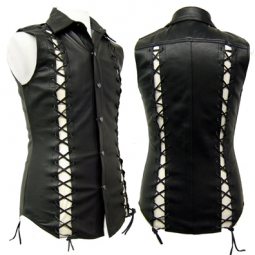 Sleeveless Leather Shirt With Laces Sleeveless Leather Shirt With Laces