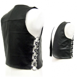Black Leather Bar Vest With Side Rings Black Leather Bar Vest With Side Rings
