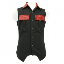Black Fabric And Red Leather Shirt Black Fabric And Red Leather Shirt