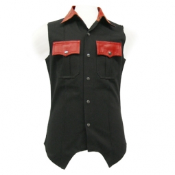 Black Fabric And Red Leather Shirt Black Fabric And Red Leather Shirt
