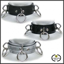 Leather Collar With Three Rings Leather Collar With Three Rings