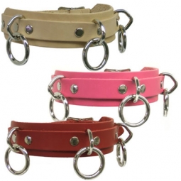 Leather Collar With Three Halter Rings Leather Collar With Three Halter Rings
