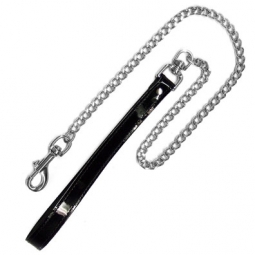 Black Patent Leather And Chain Leash Black Patent Leather And Chain Leash