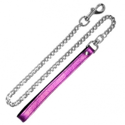 Pink Metallic Leather Leash Pink Metallic Leather Leash