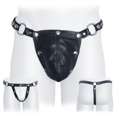 Black Leather Cod Jock In Soft Leather Black Leather Cod Jock In Soft Leather