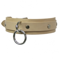 Natural Leather Collar With Metal Ring Natural Leather Collar With Metal Ring