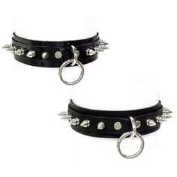 Leather Collar With Ring And Spikes Leather Collar With Ring And Spikes
