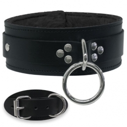 Black Leather Bondage Collar With Soft Lining Black Leather Bondage Collar With Soft Lining
