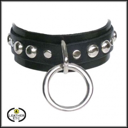 Fetish Collar With Ring And Round Studs Fetish Collar With Ring And Round Studs