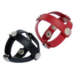 Black Leather Three Way Cock Ring Black Leather Three Way Cock Ring