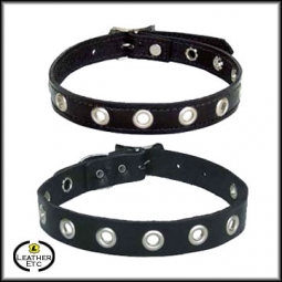 Black Leather Collar With Eyelets Black Leather Collar With Eyelets