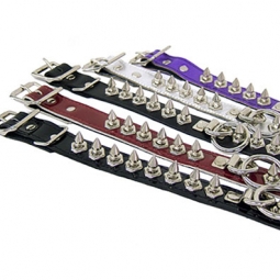 Leather Collar With Ring And Hexagon Spikes Leather Collar With Ring And Hexagon Spikes