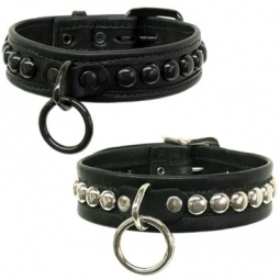 Fetish Collar With Ring And Round Studs Fetish Collar With Ring And Round Studs