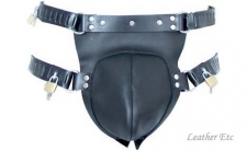 Male Chastity In Black Leather Male Chastity In Black Leather