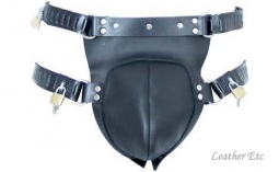 Male Chastity In Black Leather Male Chastity In Black Leather