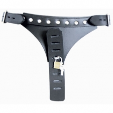 Adjustable Chastity Belt In Black Leather Adjustable Chastity Belt In Black Leather