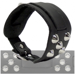 Black Leather Watchband With Cone Studs Black Leather Watchband With Cone Studs