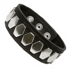 Black Leather Hexagon Stud Armband Black Leather Hexagon Stud Armband
