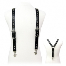 Black Leather Suspenders With Eyelets Black Leather Suspenders With Eyelets