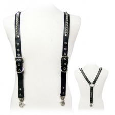 Leather Suspenders With Pyramid Studs Leather Suspenders With Pyramid Studs