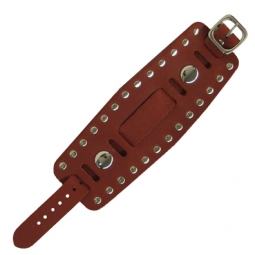 Red Leather Watchband With Metal Rivets Red Leather Watchband With Metal Rivets