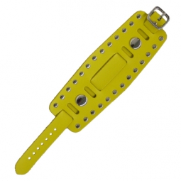 Watchband In Yellow Leather With Rivets Watchband In Yellow Leather With Rivets