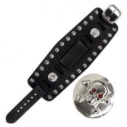 Watchband With Skull And Crossbone Studs Watchband With Skull And Crossbone Studs