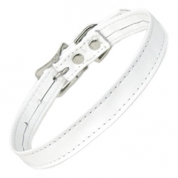 White Leather Plain Collar White Leather Plain Collar