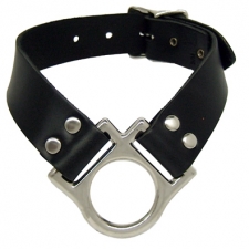 Black Leather Unique Ring Collar Black Leather Unique Ring Collar