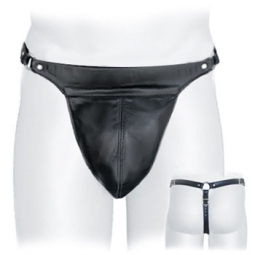 Black Leather Jock With Single Strap Back Black Leather Jock With Single Strap Back