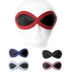 Black Leather Blindfold With Fleece And Colorful Trim Black Leather Blindfold With Fleece And Colorful Trim