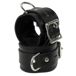 Leather Cuffs For Bondage - Fleece Lined Leather Cuffs For Bondage - Fleece Lined