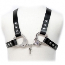 Black Leather Metal Cuffs Harness Black Leather Metal Cuffs Harness