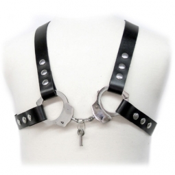 Black Leather Metal Cuffs Harness Black Leather Metal Cuffs Harness