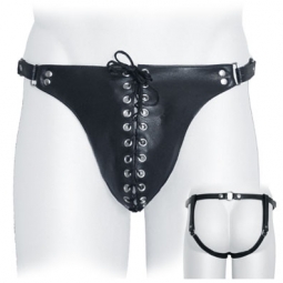 Leather Jock, Lace Front, Two Strap Back Leather Jock, Lace Front, Two Strap Back