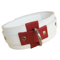 Red Cross Collar In White Leather Red Cross Collar In White Leather