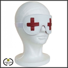 White Leather Red Cross Blindfolds White Leather Red Cross Blindfolds